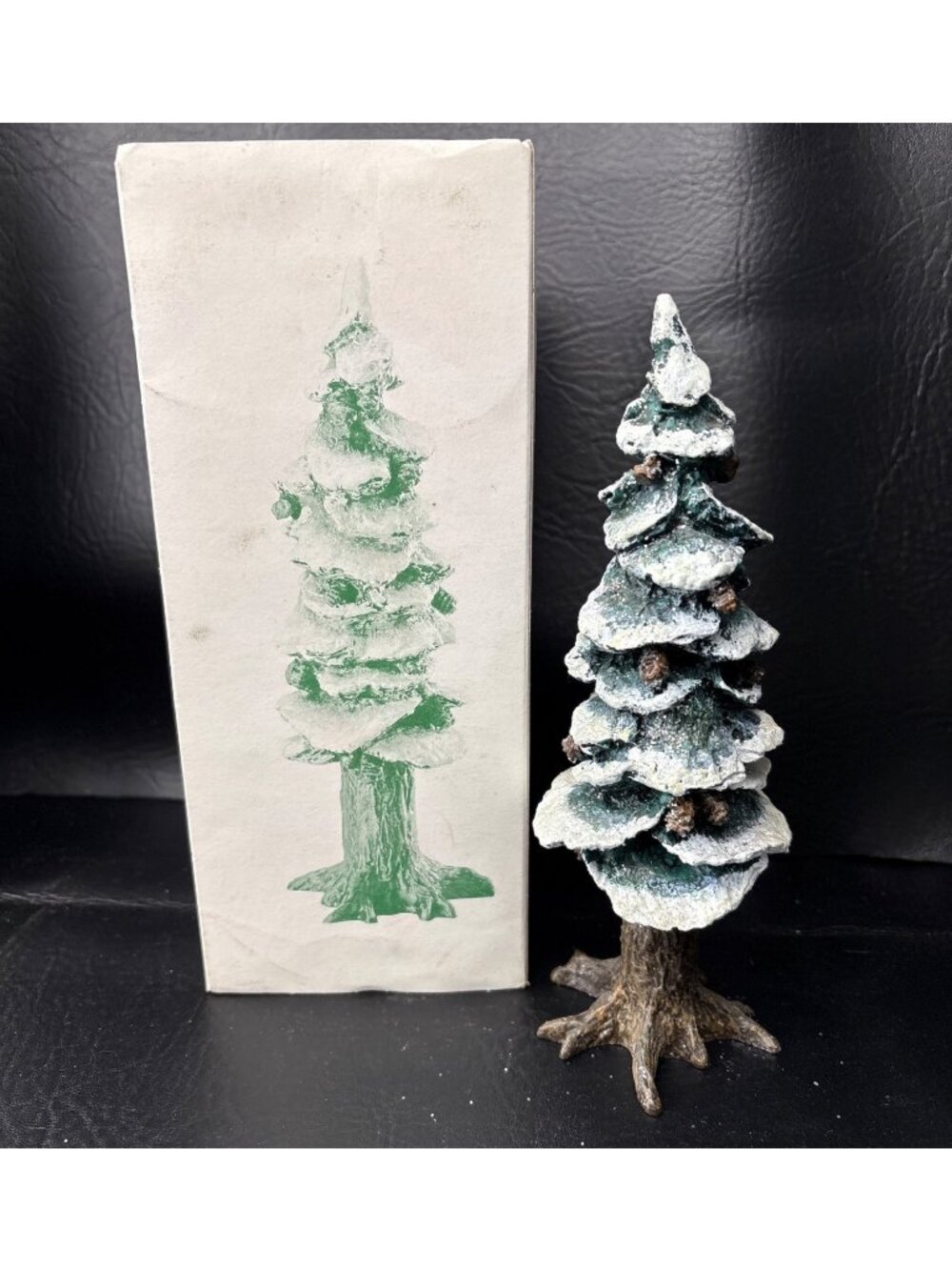 Village Pole Pine Tree 8" Cold Cast Snowy Figurine Department 56